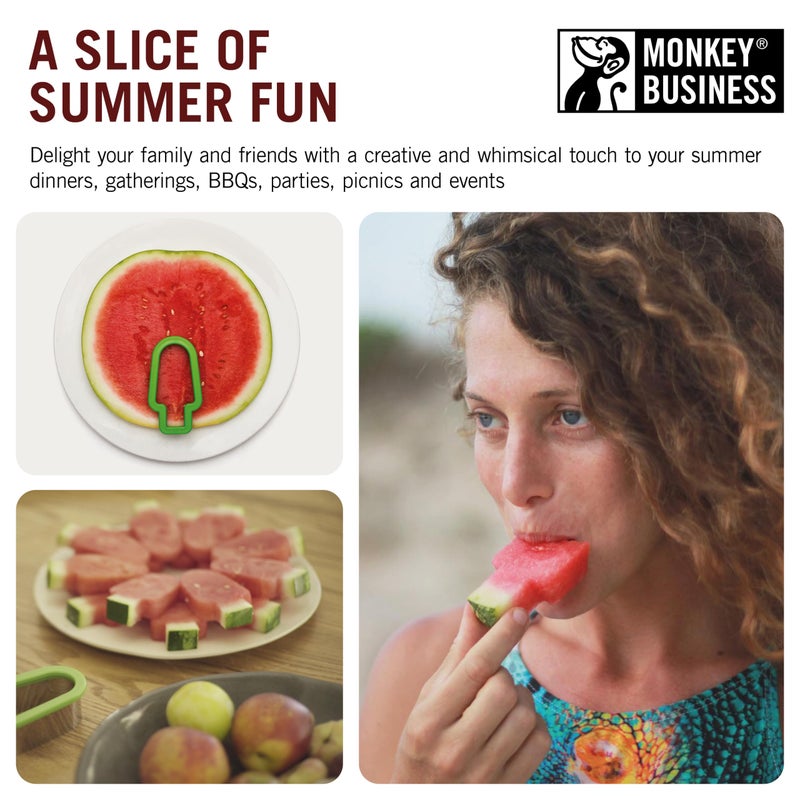 Monkey Business Pepo Watermelon Popsicle Cutter Mold, Stainless Steel Watermelon Slicer, Fun Popsicle Shape Sandwich and Cookie Cutter for Fruits - Image 5